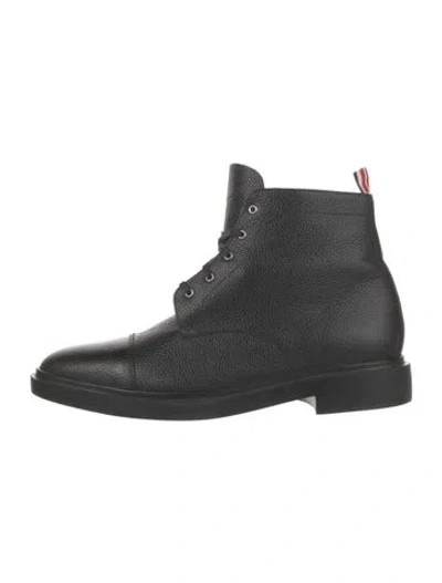 Pre-owned Thom Browne Leather Lace-up Boots In Black
