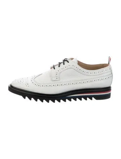 Pre-owned Thom Browne Leather Lasercut Accents Brogues In White