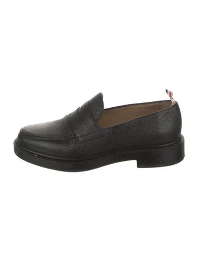 Pre-owned Thom Browne Leather Lasercut Accents Loafers In Black