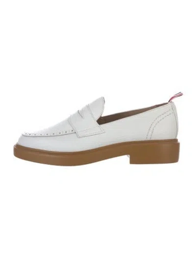 Pre-owned Thom Browne Leather Lasercut Accents Loafers In White
