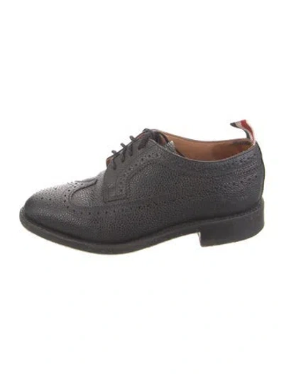 Pre-owned Thom Browne Leather Lasercut Accents Oxfords In Black