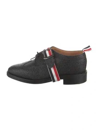 Pre-owned Thom Browne Leather Lasercut Accents Oxfords In Black