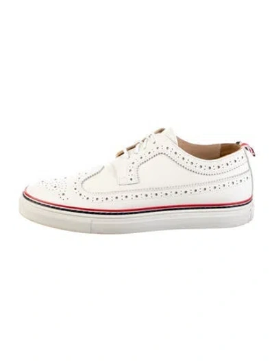 Pre-owned Thom Browne Leather Lasercut Accents Oxfords In White
