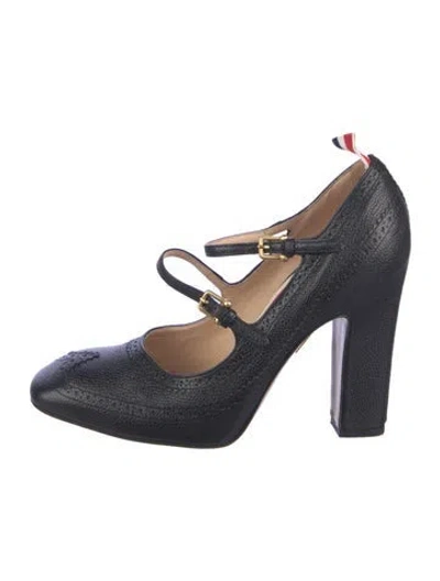 Pre-owned Thom Browne Leather Lasercut Accents Pumps In Black