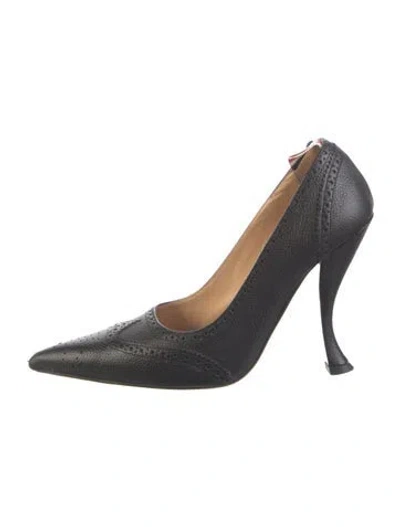 Pre-owned Thom Browne Leather Lasercut Accents Pumps In Black