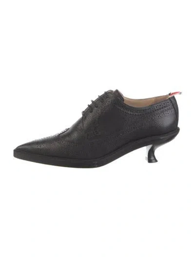 Pre-owned Thom Browne Leather Lasercut Accents Pumps In Black