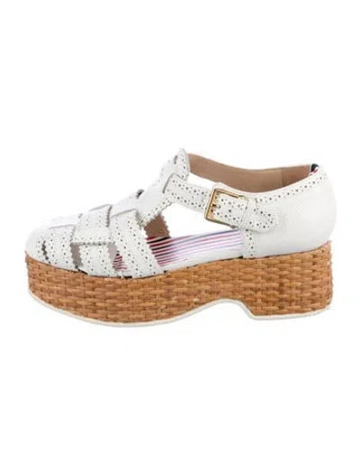 Pre-owned Thom Browne Leather Lasercut Accents Pumps In White