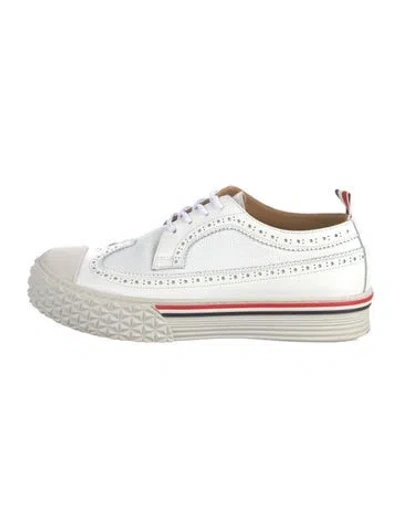 Pre-owned Thom Browne Leather Lasercut Accents Sneakers In White
