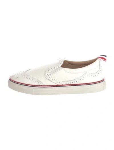 Pre-owned Thom Browne Leather Loafer Sneakers In White