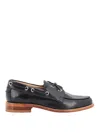 Thom Browne Polished Black Leather Loafers With Moc Toe Design And Lace Detail In Black