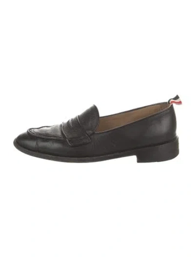 Pre-owned Thom Browne Leather Loafers In Black