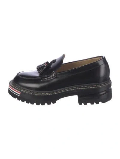 Pre-owned Thom Browne Leather Loafers In Black