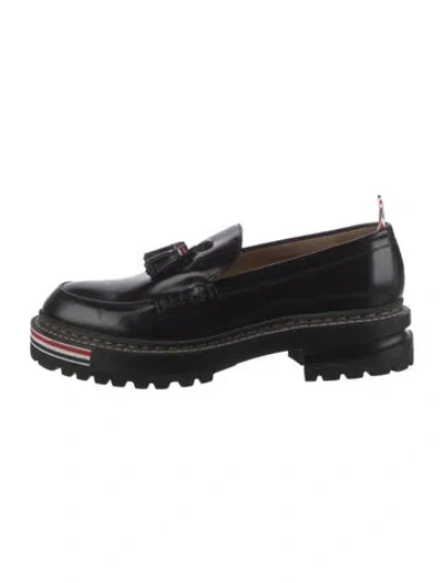 Pre-owned Thom Browne Leather Loafers In Black