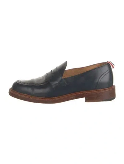 Pre-owned Thom Browne Leather Loafers In Blue