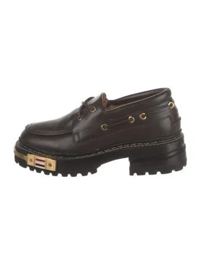 Pre-owned Thom Browne Leather Loafers In Brown