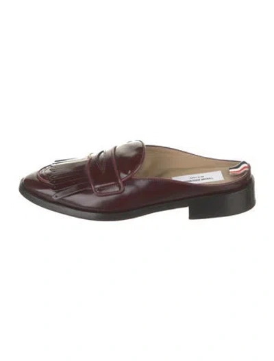 Pre-owned Thom Browne Leather Loafers In Burgundy