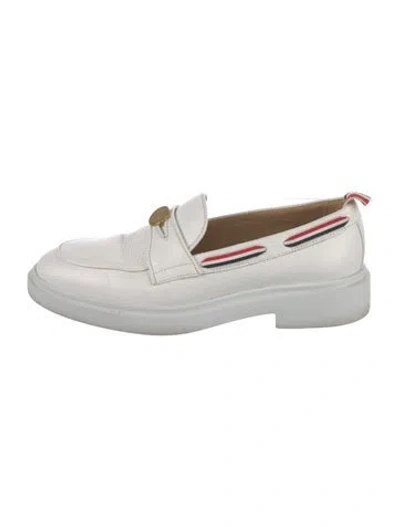 Pre-owned Thom Browne Leather Loafers In White