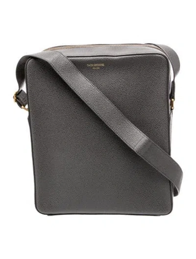 Pre-owned Thom Browne Leather Messenger Bag In Gray