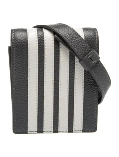 Pre-owned Thom Browne Leather Messenger Bag In Gray