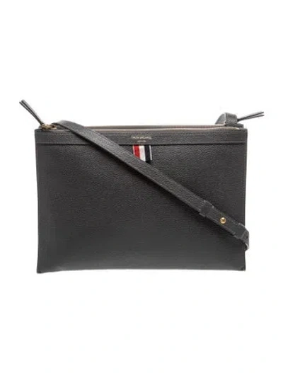 Pre-owned Thom Browne Leather Messenger Bag In Grey