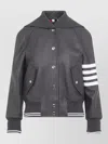 Thom Browne Oversized Raglan-sleeve Leather Blouson Jacket For Women In Green