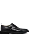 Thom Browne Almond Toe Lace-up Shoes With Rubber Sole In Black