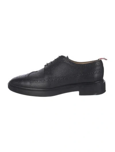 Pre-owned Thom Browne Leather Oxfords In Black