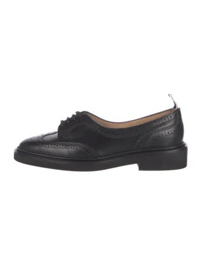 Pre-owned Thom Browne Leather Oxfords In Black