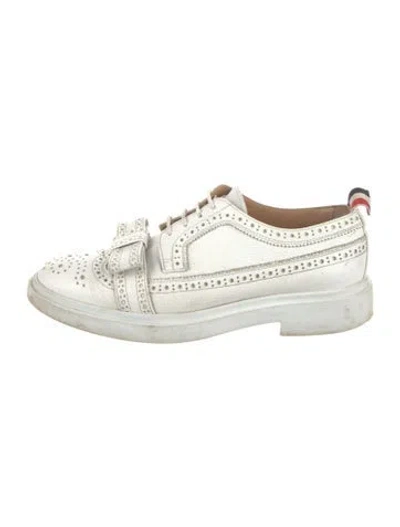 Pre-owned Thom Browne Leather Oxfords In White
