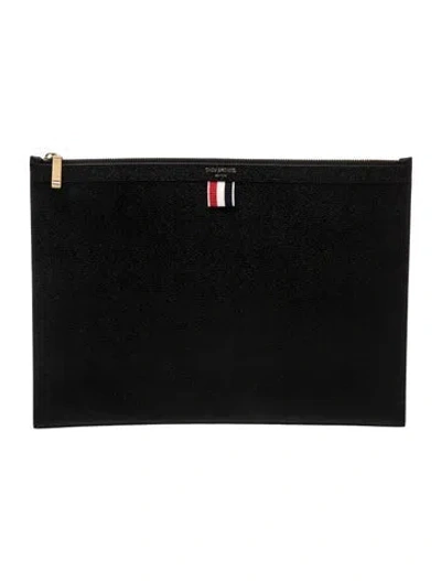 Pre-owned Thom Browne Leather Portfolio In Black