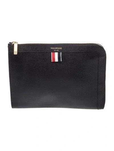Pre-owned Thom Browne Leather Portfolio In Black