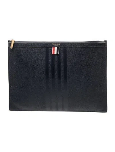 Pre-owned Thom Browne Leather Portfolio In Blue