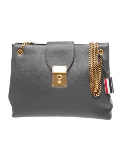 Pre-owned Thom Browne Leather Portfolio In Grey