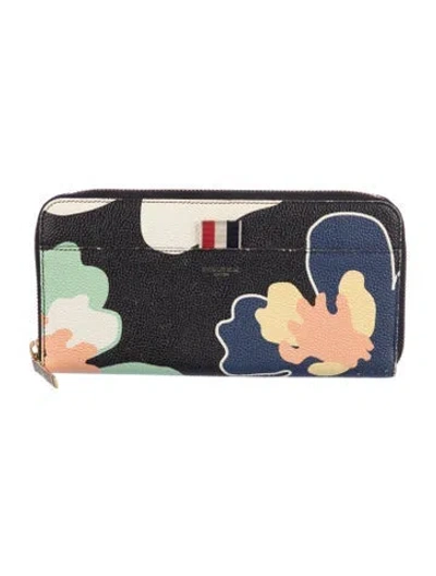 Pre-owned Thom Browne Leather Printed Continental Wallet In Black