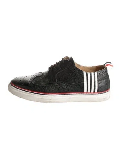 Pre-owned Thom Browne Leather Printed Sneakers In Blue