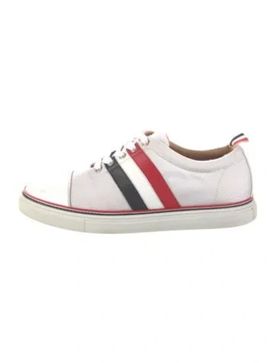 Pre-owned Thom Browne Leather Printed Sneakers In White