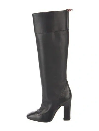 Pre-owned Thom Browne Leather Riding Boots In Blue