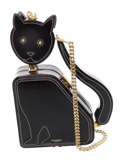 Pre-owned Thom Browne Leather Shoulder Bag In Black