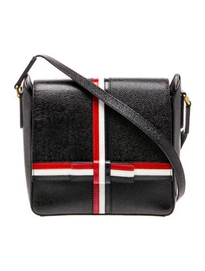 Pre-owned Thom Browne Leather Shoulder Bag In Black