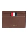 Thom Browne Compact Dark Brown Calfskin Credit Card Holder Men In Brown
