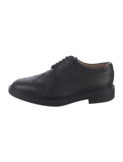Pre-owned Thom Browne Leather Sneakers In Black