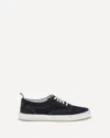 Thom Browne Navy Calf Suede Heritage Sneakers In Blue