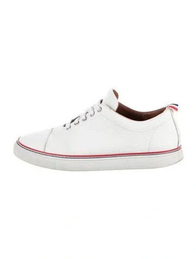 Pre-owned Thom Browne Leather Sneakers In White