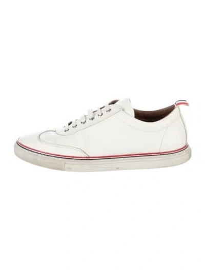 Pre-owned Thom Browne Leather Sneakers In White