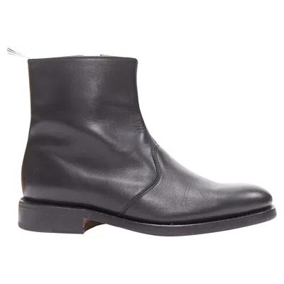 Thom Browne Leather Tab Zip Ankle Boots In Black