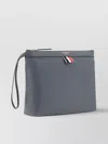 Thom Browne Leather Textured Beauty Case With Wrist Strap