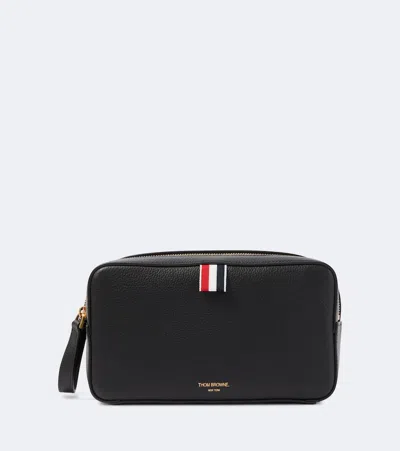 Thom Browne Leather Toiletry Bag In Black