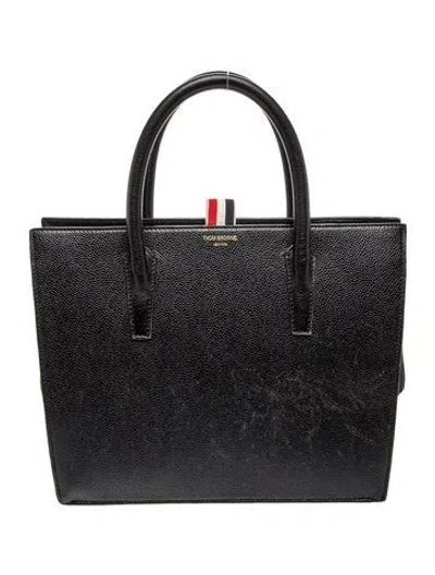 Pre-owned Thom Browne Leather Top Handle Bag In Black