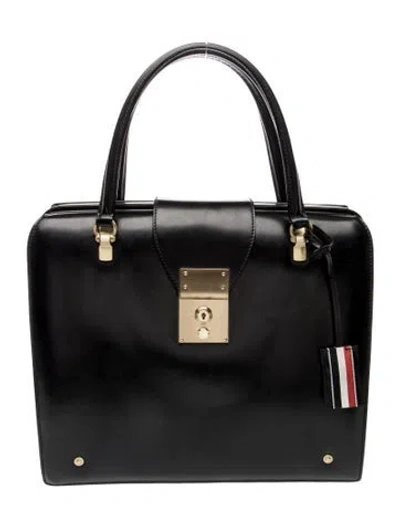 Pre-owned Thom Browne Leather Top Handle Bag In Black