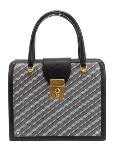 Pre-owned Thom Browne Leather Top Handle Bag In Gray
